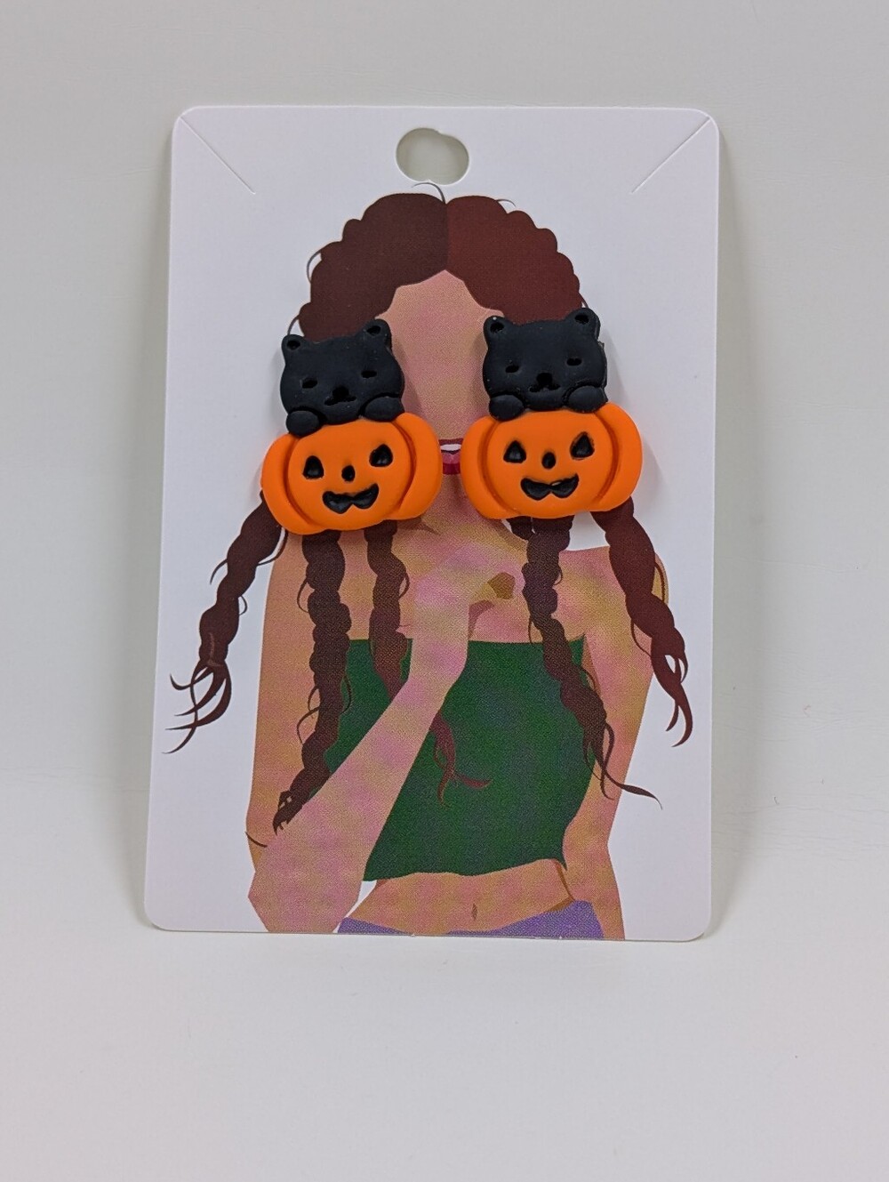 Halloween Pumpkin & Black Cat Earrings
